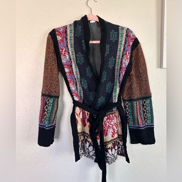 Rare Anthropologie Akemi+Kin Patchwork Kimono Cardigan XS Wool Blend - Picture 3 of 10